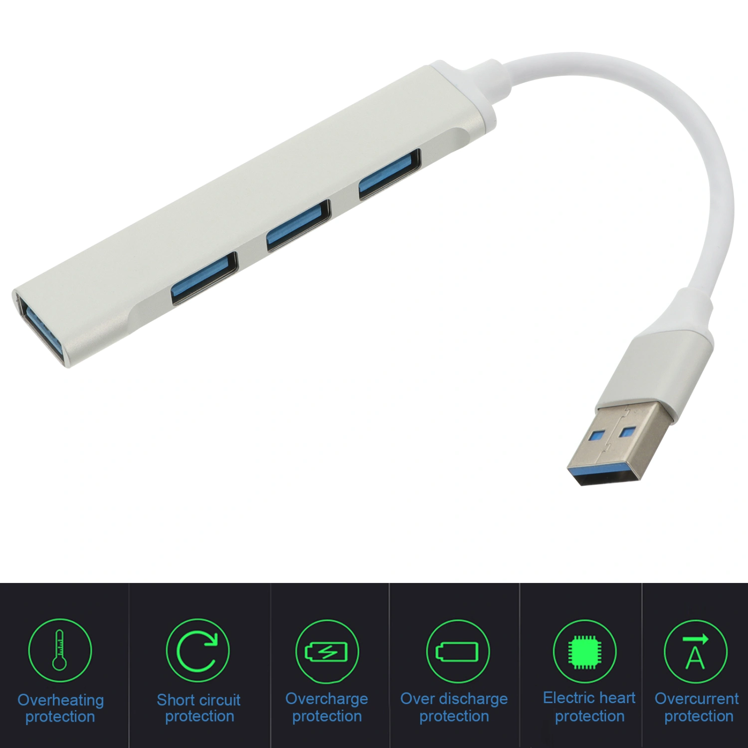 1Pc Aluminium Alloy USB Hub Office Laptop 4 Port USB Hub Portable Splitter