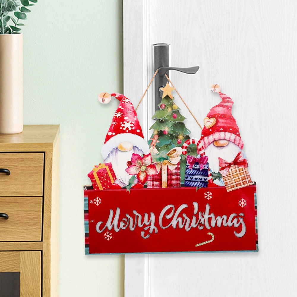 Christmas Wooden Door Sign Gnomes Hanging Sign Christmas Decorative Wooden Sign with Light