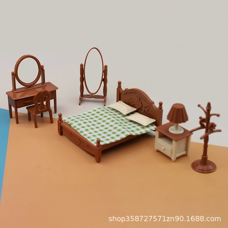 1 Set Doll House Bedroom Furniture Miniature Dolls Furniture Model Mini House Scene Prop