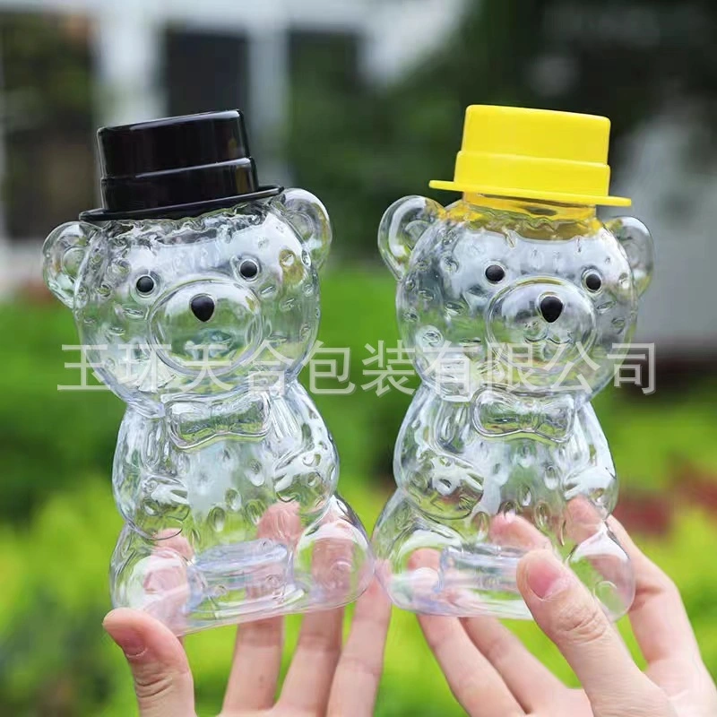 6pcs Plastic Beverage Bottle Transparent Drinking Bottle Empty Water Bottle Bear Shaped Bottle