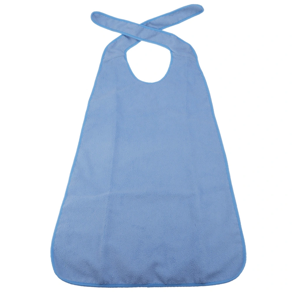 Adult Elderly People Meal Bibs Waterproof Washable Mealtime Protector Disability Aid Apron Terry Cloth with Tie-back (Sky Blue)