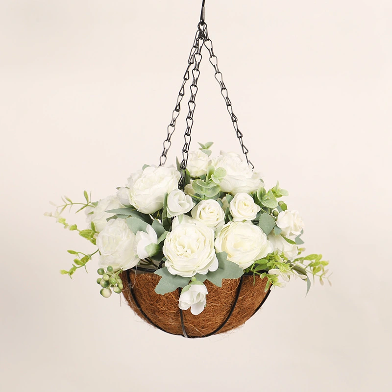 Artificial Hanging Flowers in Basket Outdoor Hanging Basket Artificial Outdoor Plant