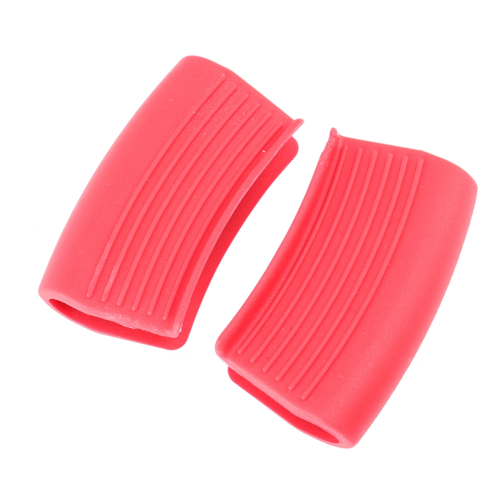 2pcs Anti-Scald Plate Clips Clamp Silicone Anti-slip Pot Handle Covers Heat Resistant Bowl Holder Gloves Kitchen Tools (Red)