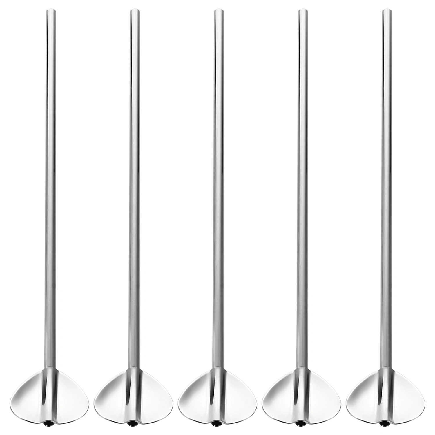 6Pcs 304 Stainless Steel Filter Straw Spoons Bar Mixing Spoons (Silver)