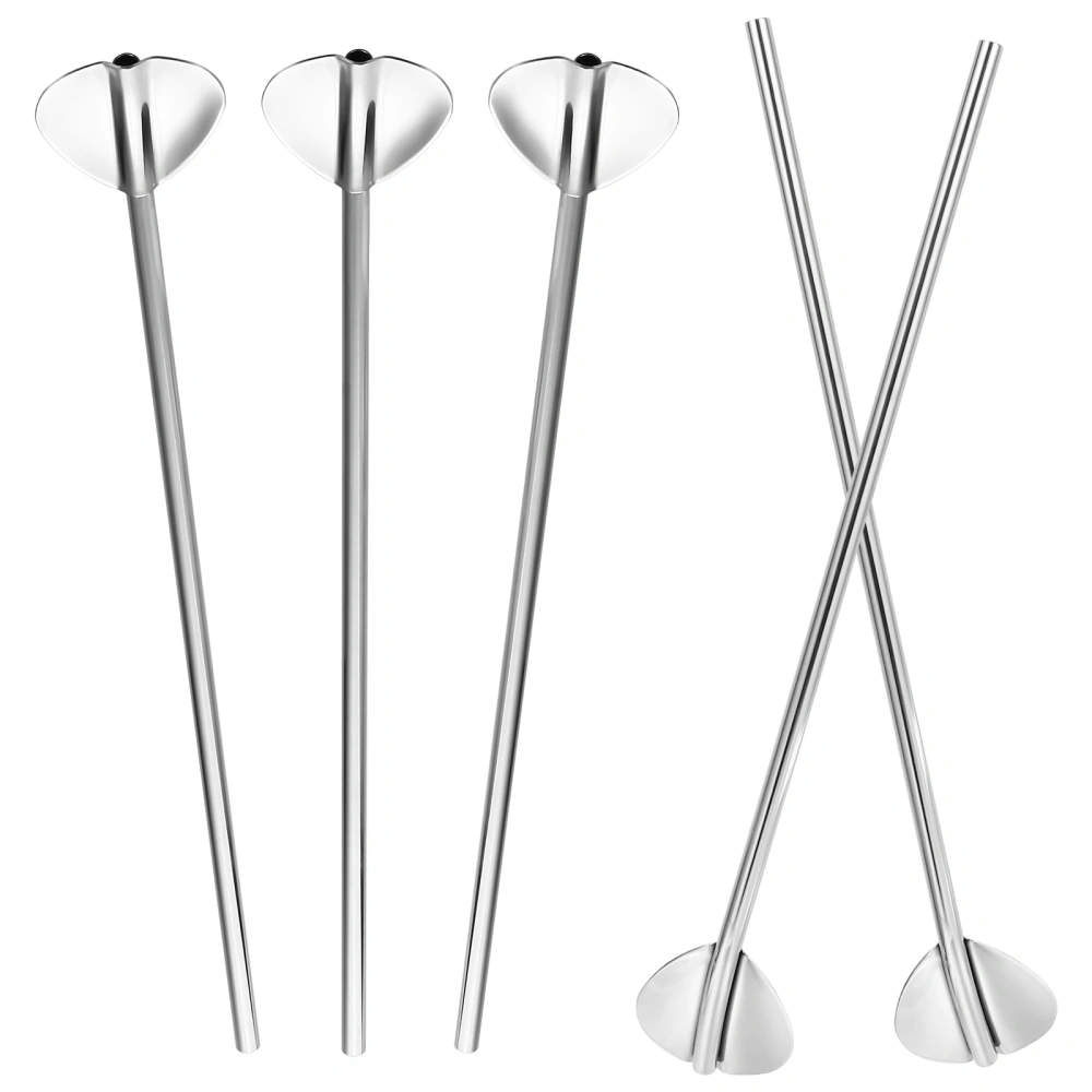 6Pcs 304 Stainless Steel Filter Straw Spoons Bar Mixing Spoons (Silver)