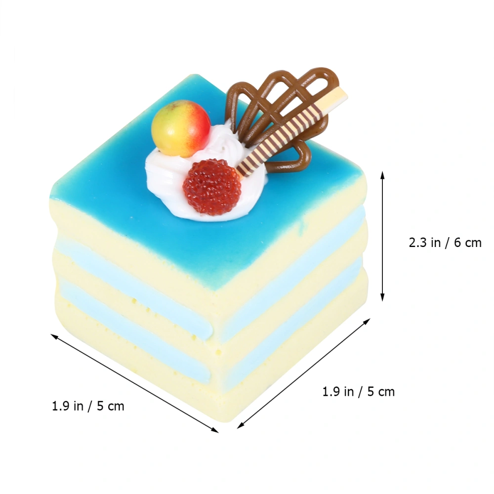 2Pcs Simulation Fruit Cake Artificial Square Small Cake Model Food Cake Kitchen Photography Props Decoration (Sky-blue)