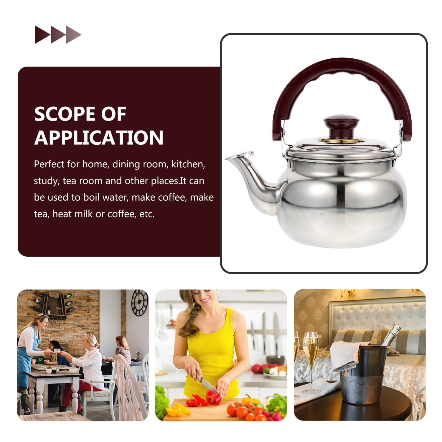 Stainless Steel Tea Kettle Large Capacity Water Kettle Stovetop Tea Pot Home Office Tea Kettle