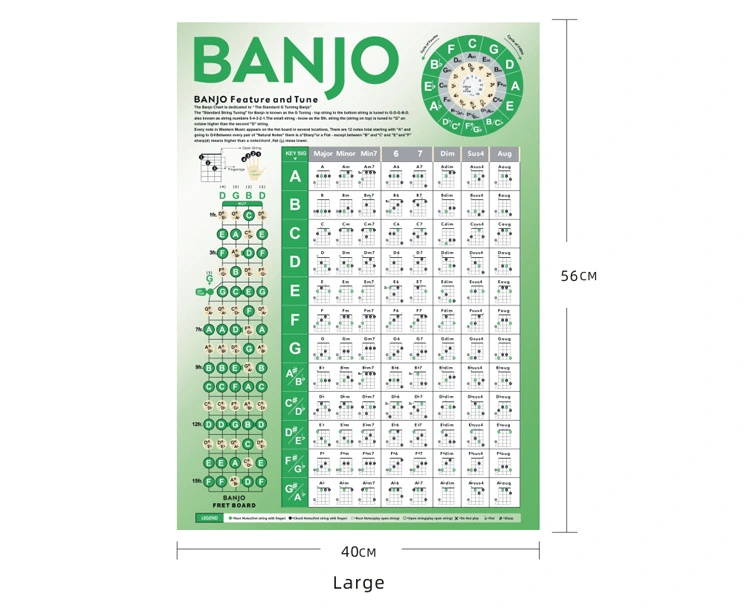 Banjo Cord Chart Banjo Scale Chart Banjo Fingering Chart Beginner Banjo Accessory