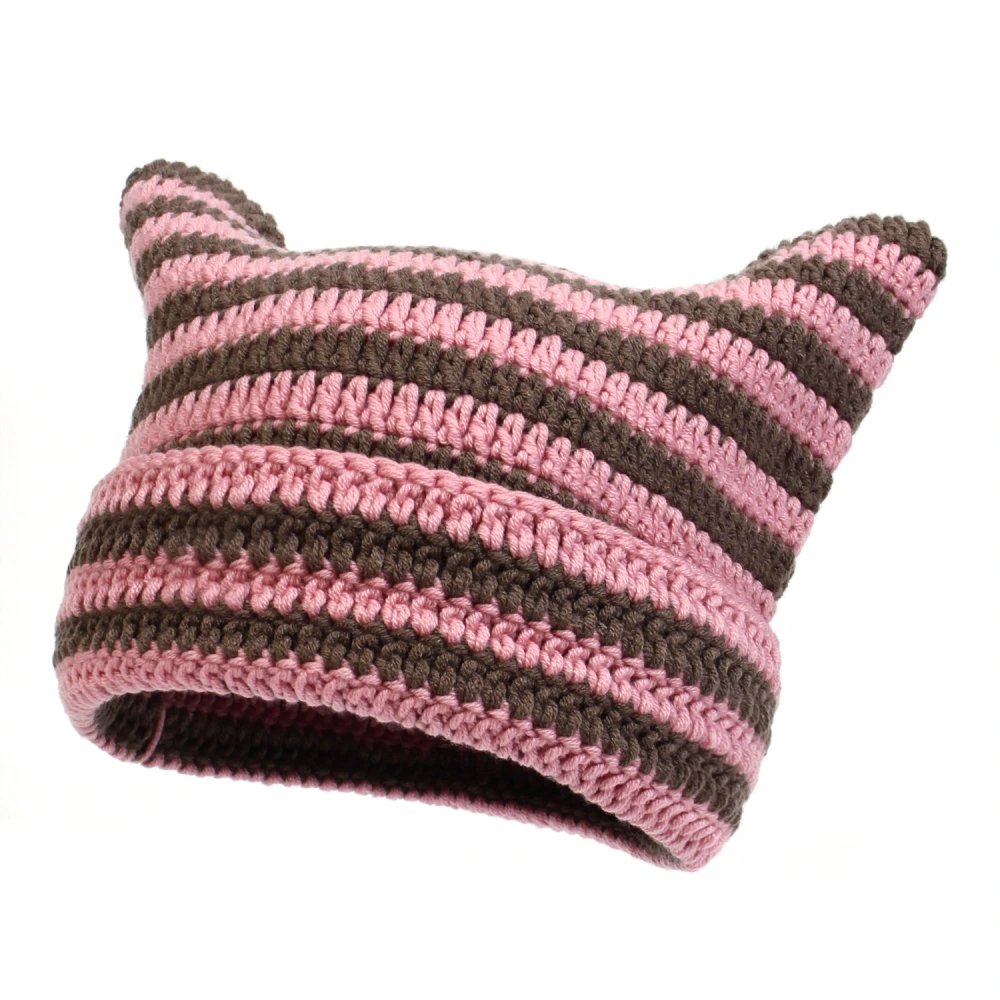 Winter Knit Hat Cute Cat Knitted Cap Winter Beanie Hat Thicken Knitting Hat Winter Supply