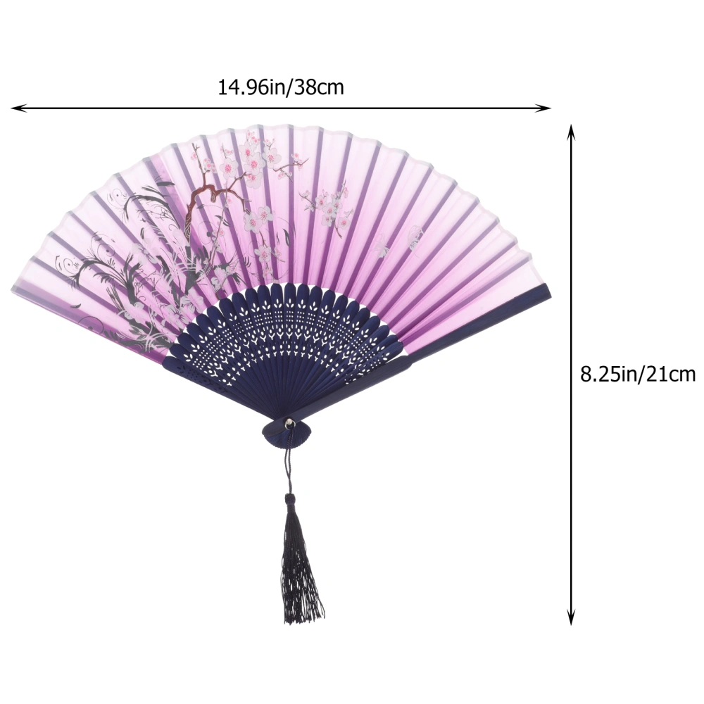 2pcs Folding Hand Fan Chinese Style Dancing Fan Party Festival Decorative Hand Fan