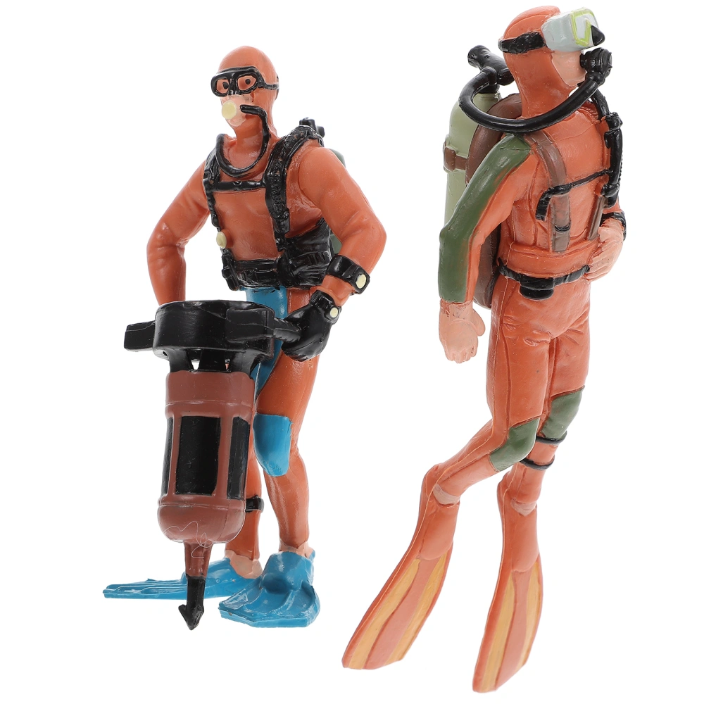 2pcs Simulated Diver Figurines Lovely Underwater Explorer Doll Action Figures