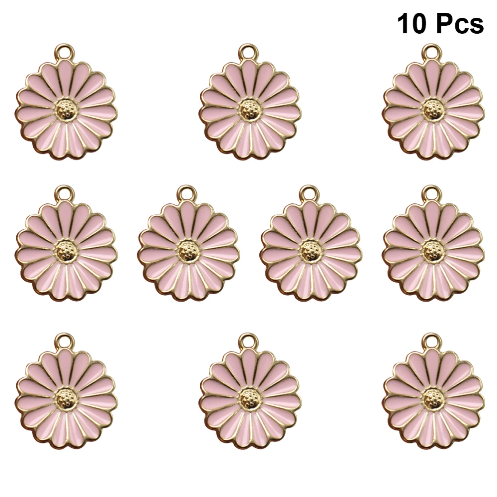 10pcs Alloy Sunflower Pendants Fashion Charms DIY Jewelry Making Accessory for Earrings Necklace (Pink)