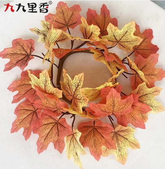 Thanksgiving Maple Leaves Wreath Wall Hanging Garland Fall Themed Wreath Decor Front Door Garland