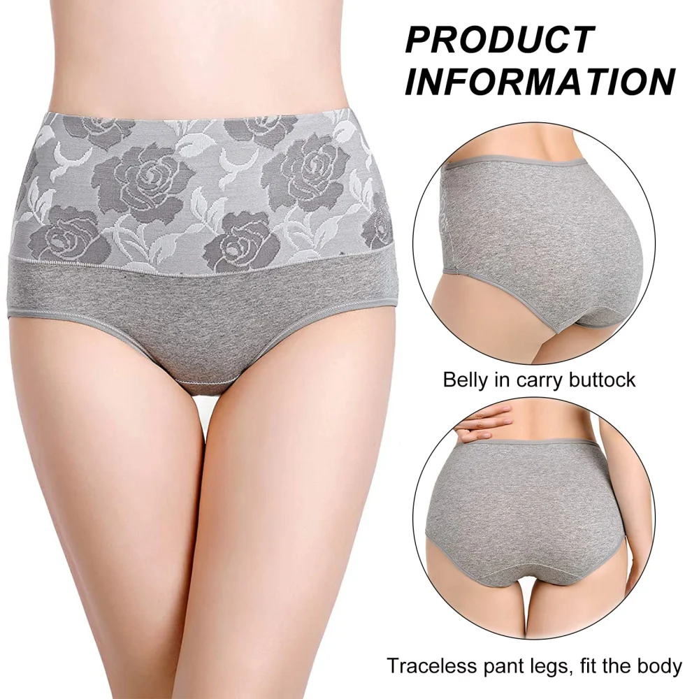 5Pcs Hi-waist Underwear Ladies Thin Breathable Briefs Panties Postpartum Briefs