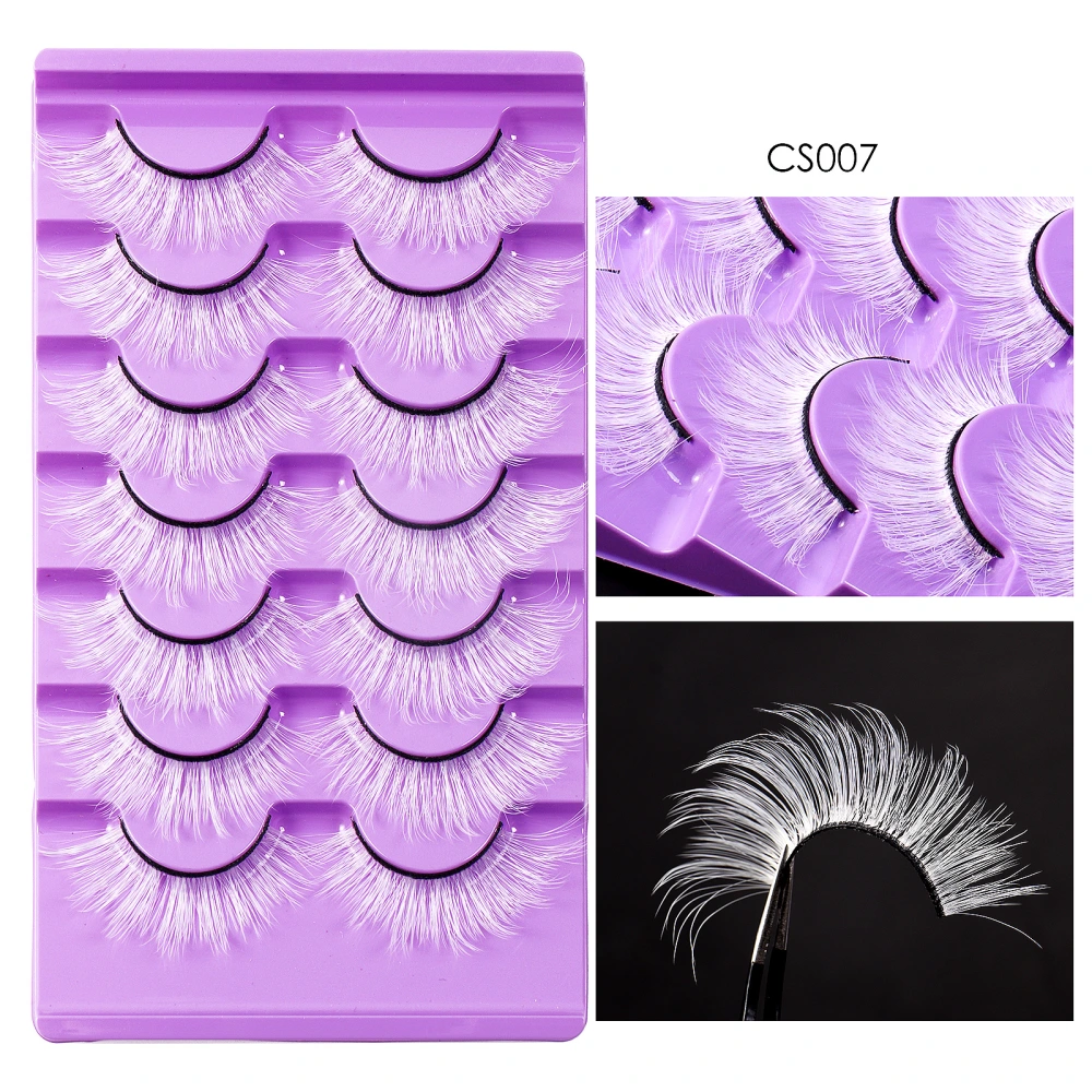 7 Pairs White False Eyelashes Natural Look Fake Lashes White Fake Eyelashes for Cosplay