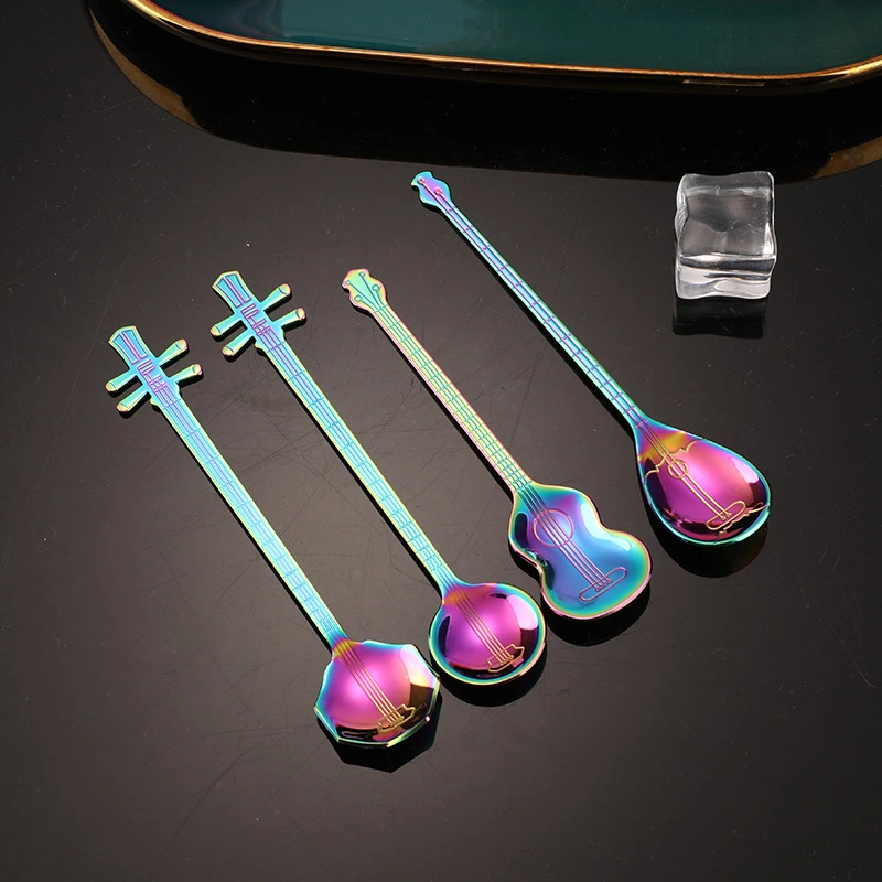 4pcs Musical Instruments Spoons Stainless Steel Coffee Spoon Tableware Dessert Spoons