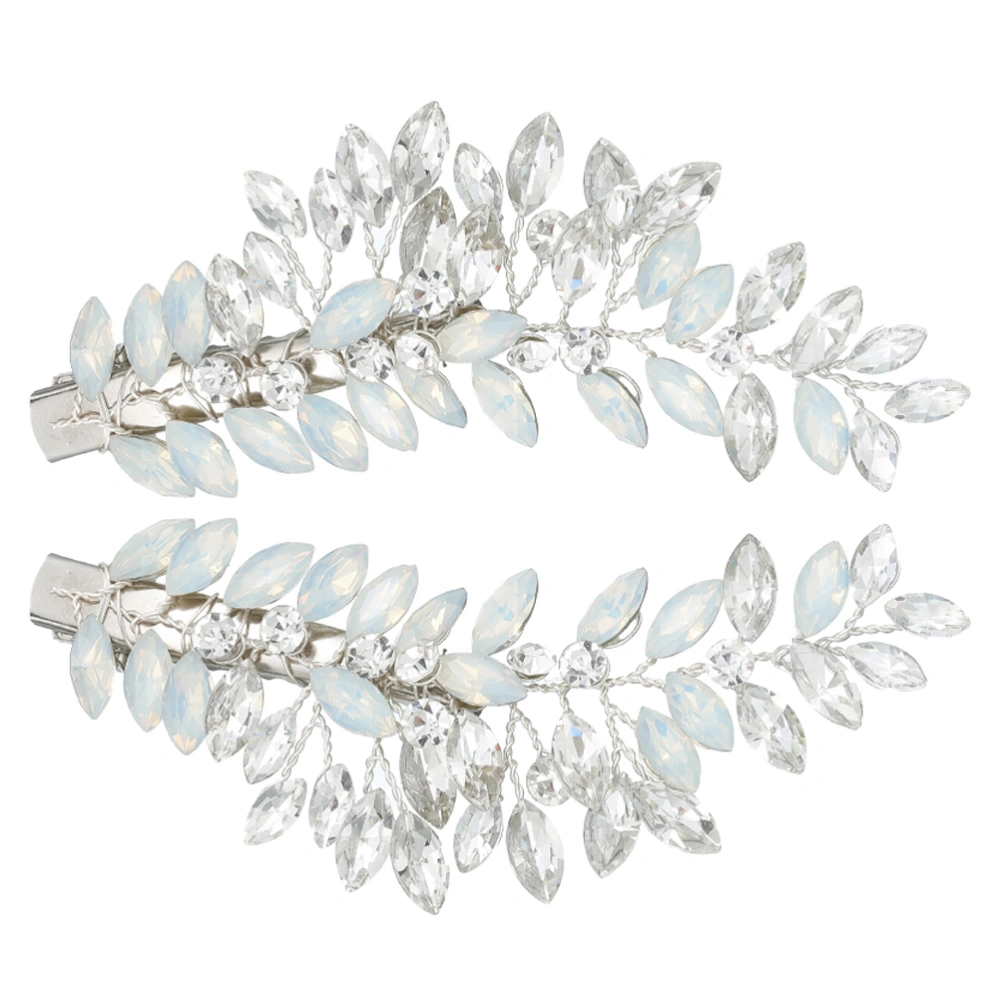 2Pcs Crystal Branches Shaped Hair Barrettes Fashion Beautiful Hair Clips Bridal Hair Jewelry for Women Girls