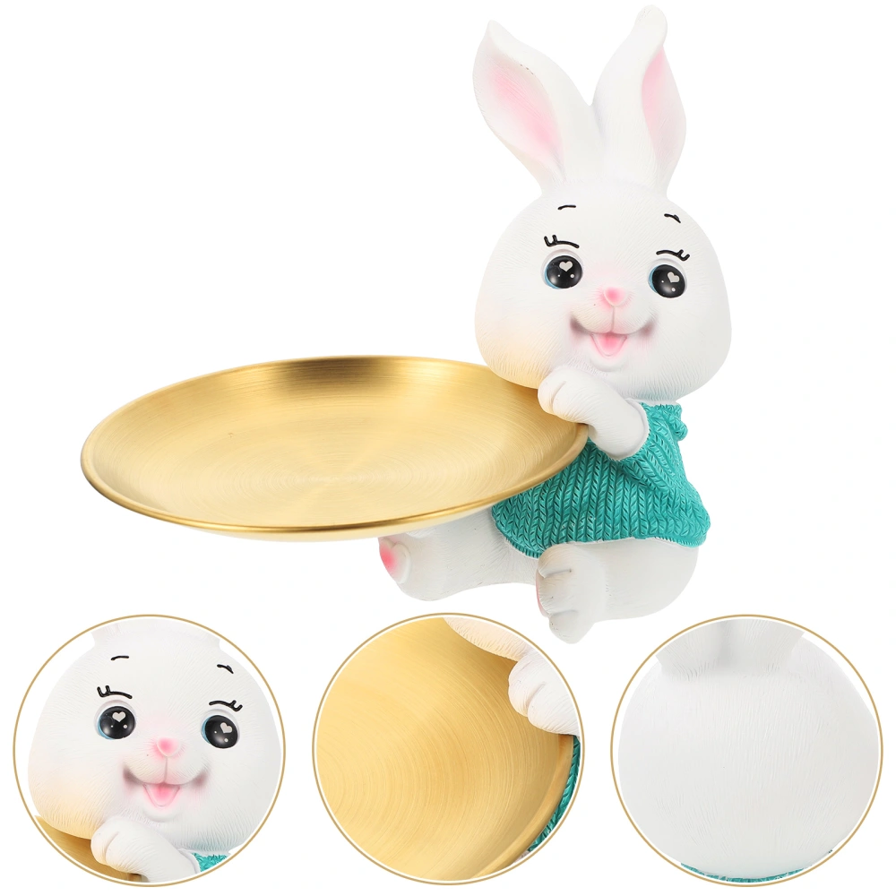 Home Decorative Bunny Statue Storage Tray Bunny Jewelry Tray Home Storage Tray