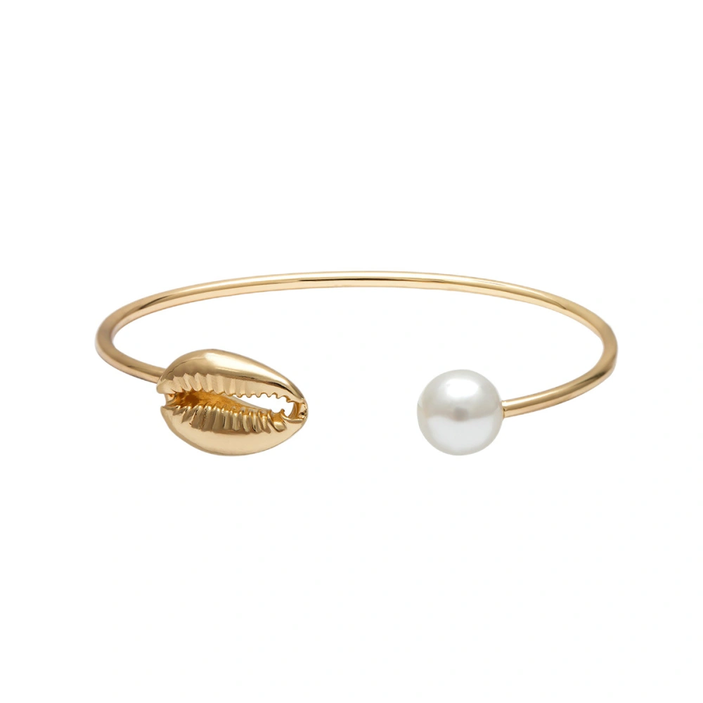 Shell Bracelet All-Match Fashionable Simple Bead Beautiful Bracelet for Lover Friend Family (Golden)