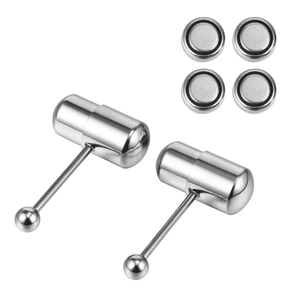 1 Set 2Pcs Stainless Steel Tongue Rings Exquisite Vibrating Tongue Studs