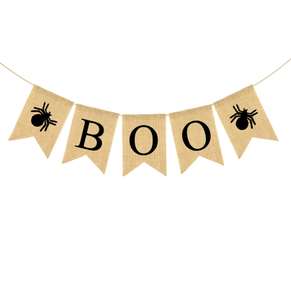 BOO Spider Design Garland Halloween Decoration Party Supply Classy Bunting Linen Dovetail Banner Wall Decoration