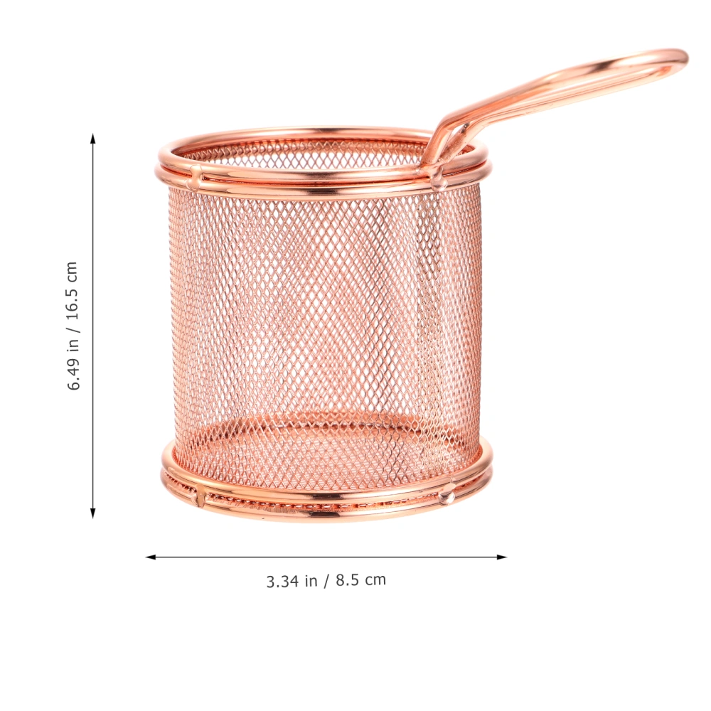 1pc Stainless Steel Frying Basket French Fries Food Basket for Home (Rose Gold)