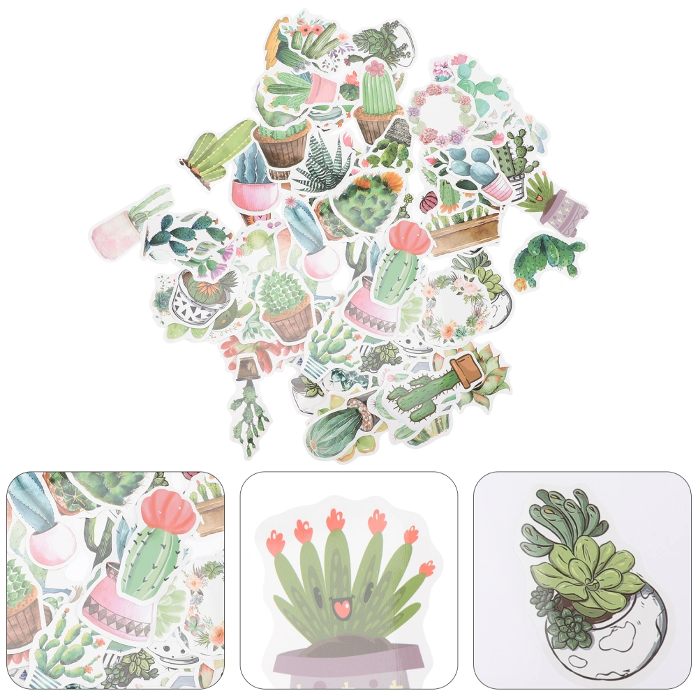 100pcs Green Plant Stickers PVC Cactus Succulent  Stickers DIY Scrapbook Stickers