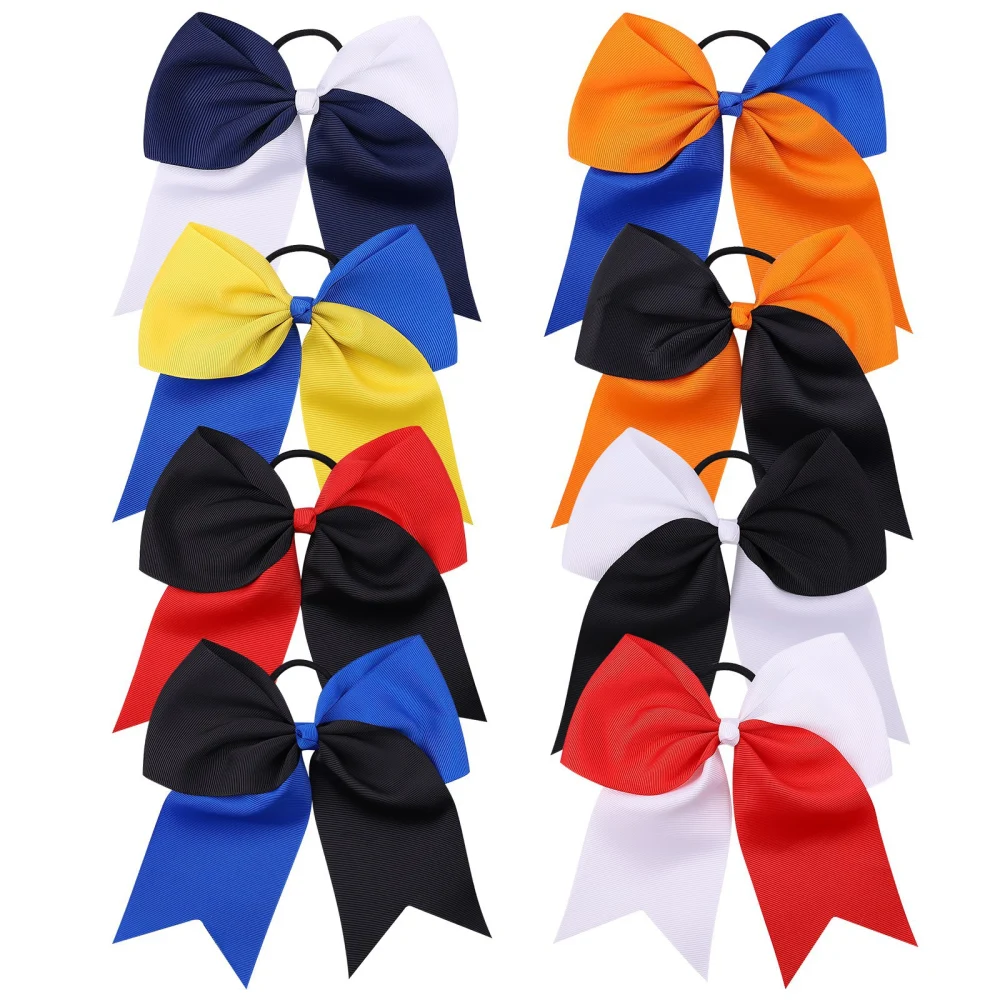 8 pcs Large Bow Hair Ties Elastic Ponytail Holders Little Girl Hair Ties Decorative Hair Ties