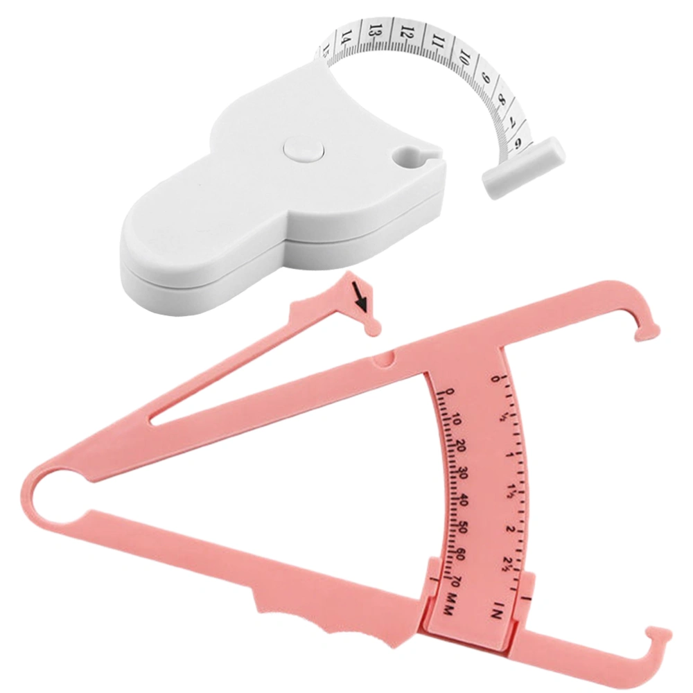 1 Set of Body Fat Caliper and Body Measuring Tape Body Fat Tape Skinfold Caliper Measuring Tool