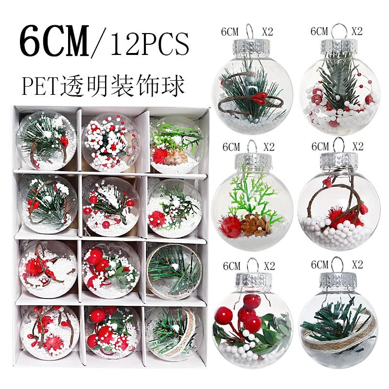 12pcs Hanging Christmas Baubles Transparent Christmas Baubles Hanging Ornaments Fillable Baubles