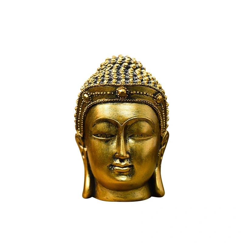 Buddha Head Figurine Resin Buddha Statue Office Table Craft Shelf Decoration for Buddhist