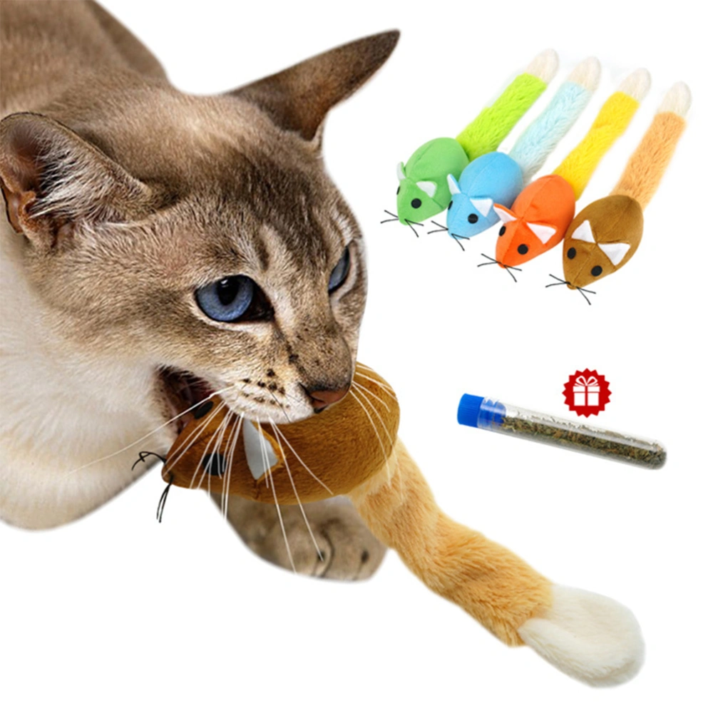 Plush Cat Chew Toys Rat Shape Toys Cat Toys Supplies Durable Plush Toy for Cat Home Inside Outside Size M