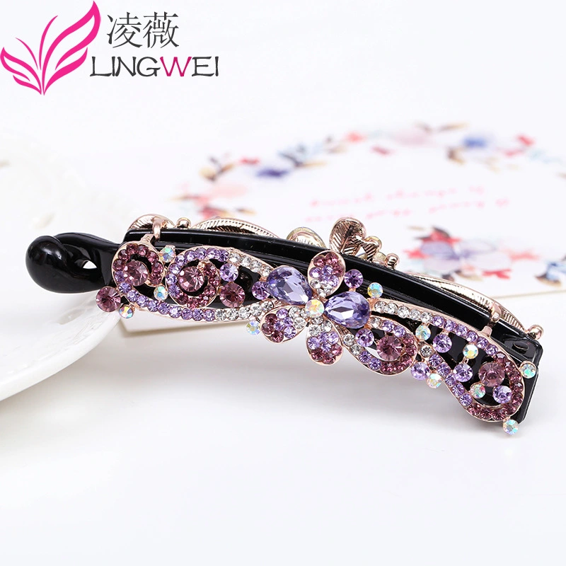 Hair Barrette Banana Hair Clip Rhinestone Hair Clip Women Hair Accessory