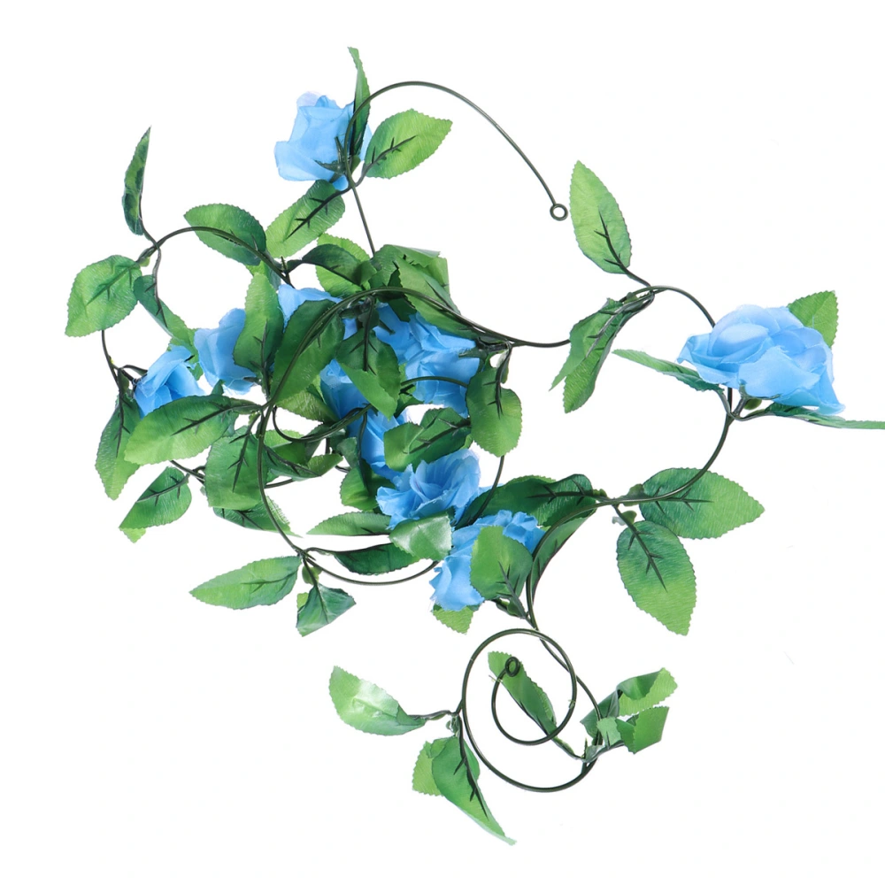 2.4M Rose Hanging Vines Artificial Flower Bush Wedding Decoration Flowers Supplies (Sky Blue)