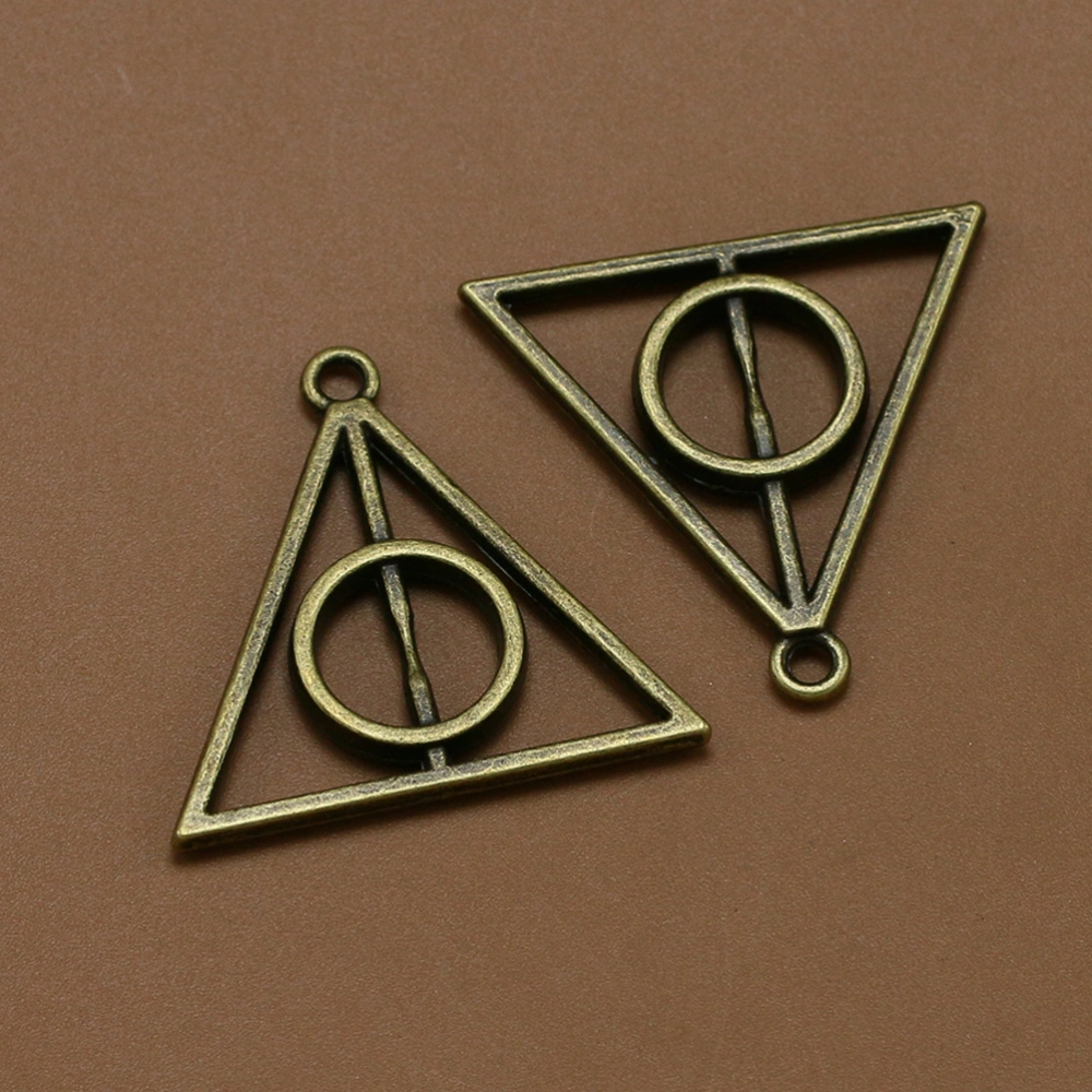 10pcs Alloy Delicate Triangle Pendants Charms DIY Jewelry Making Accessory for Necklace Bracelet (Bronze)