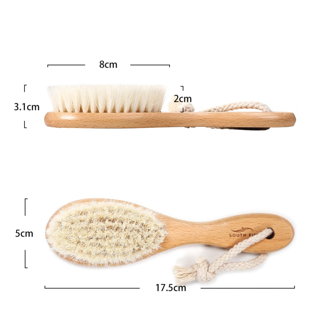 Baby Shampoo Brush Durable Comb Shower Brush Portable Scalp Massager Bath Brush for Home Infant Kid Travel (Wool + Nylon With Hanging Rope)