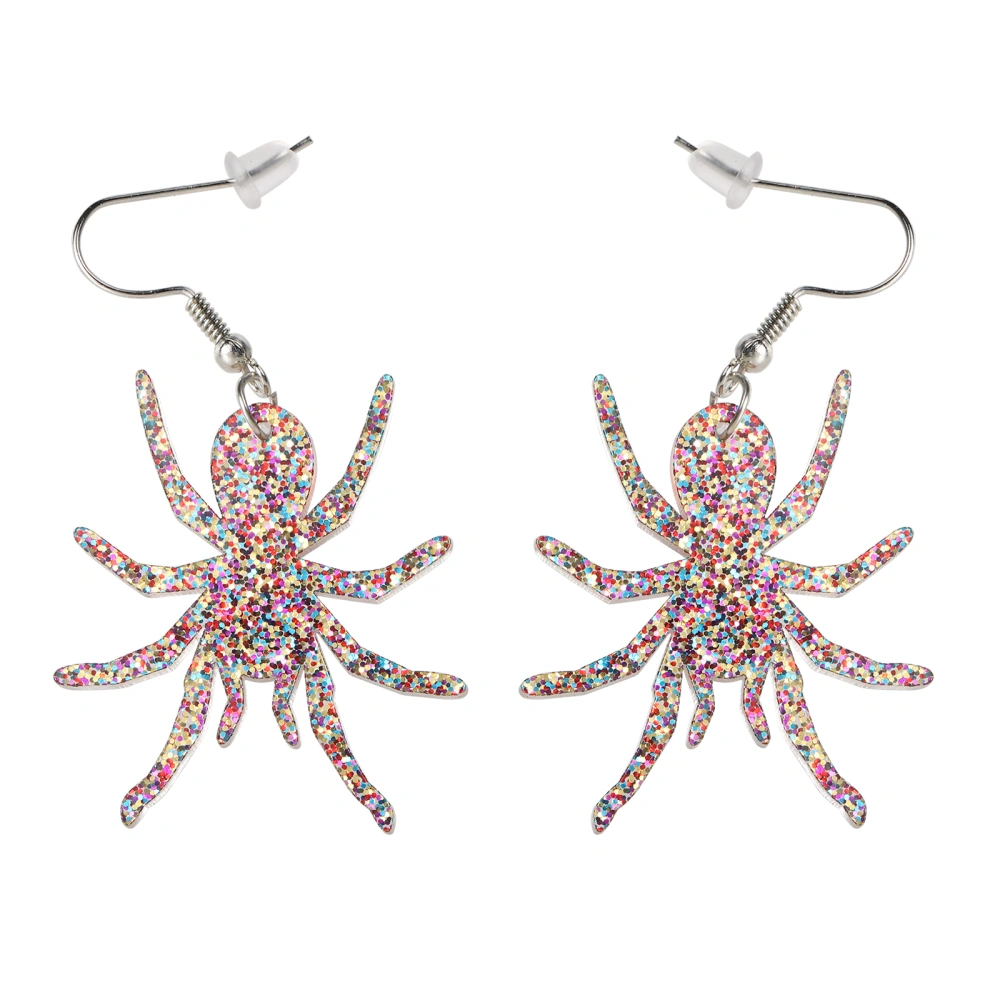 2pcs Creative Colorful Spider Earrings Acrylic Glitter Earrings Ear Accessories