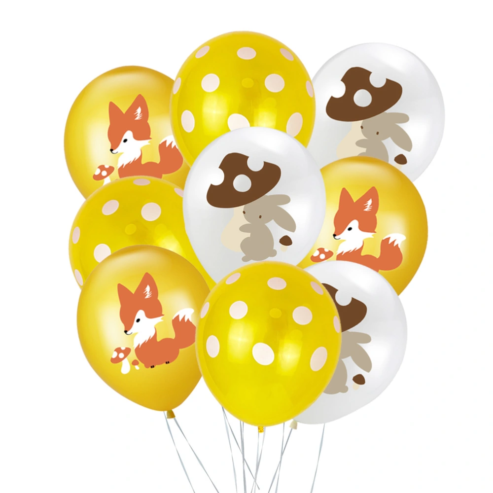 20pcs Animal Printing Latex Balloons Set Polka Dot Printing Balloons Set Kids Birthday Party Supplies Decoration (8pcs Golden Fox, 8pcs White Rabbit, 4pcs Polka Dot Printing Balloons)