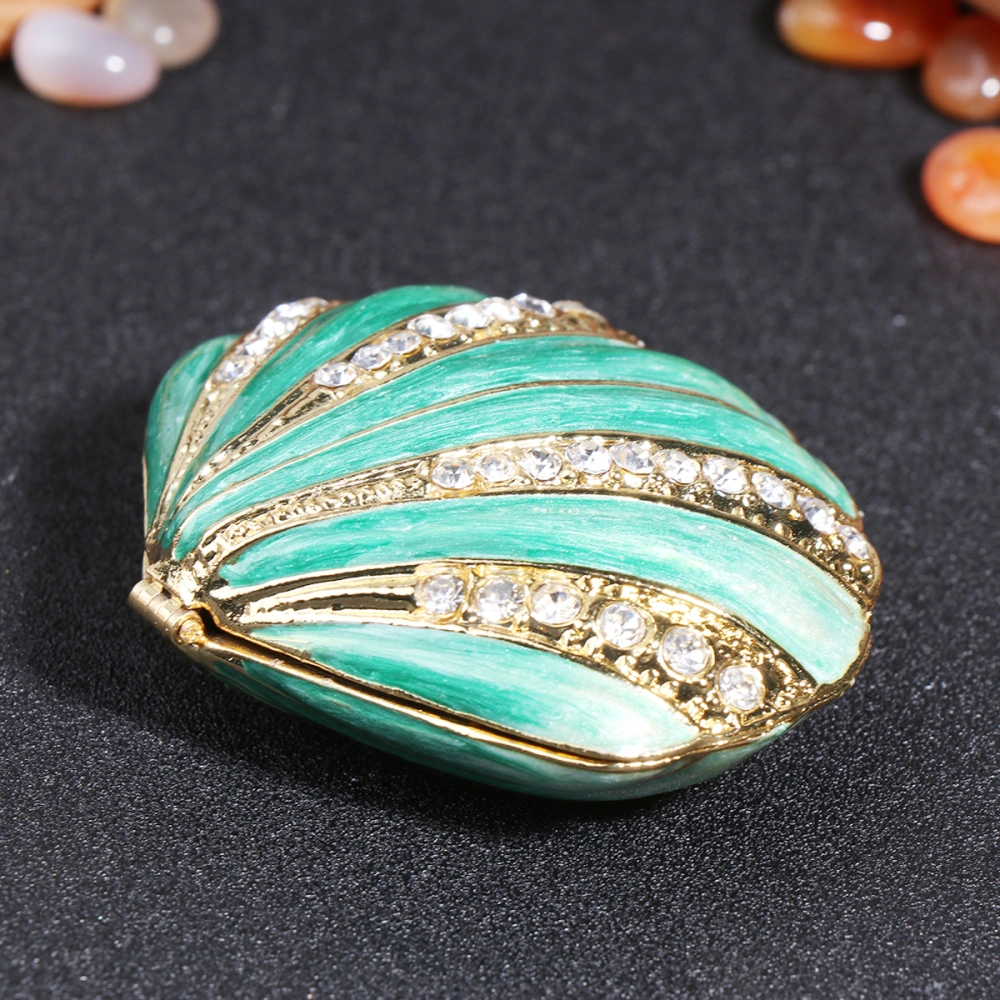 Alloy Enamel Sea Shell Jewelry Storage Box Retro Trinket Box Ring Holder Organizer (Green)