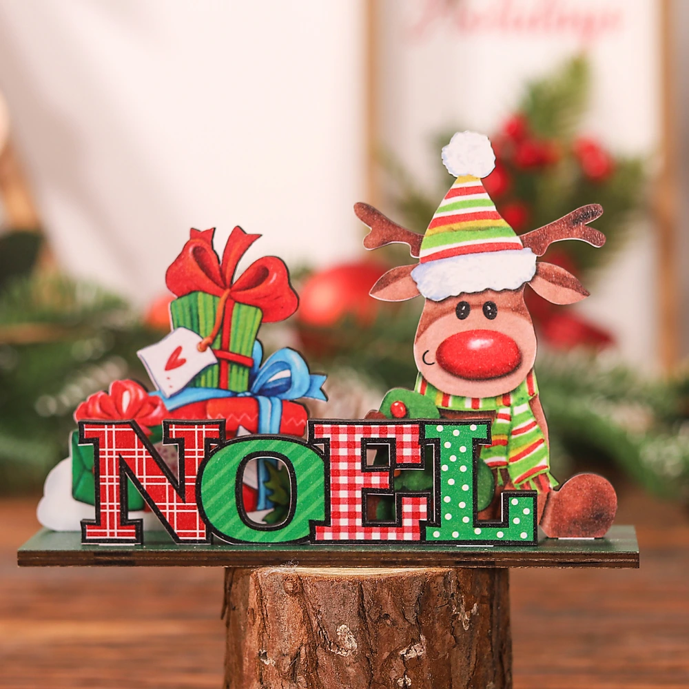 3pcs Christmas Tabletop Decoration Home Office Ornament Decorative Wooden Table Sign