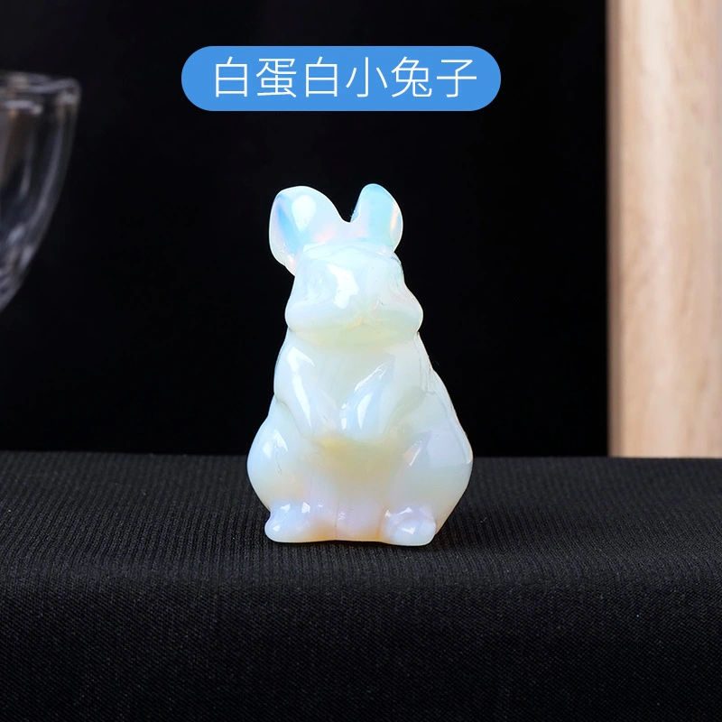 Crystal Stone Bunny Figurine Adorable Rabbit Ornament Crystal Rabbit Ornament Statue