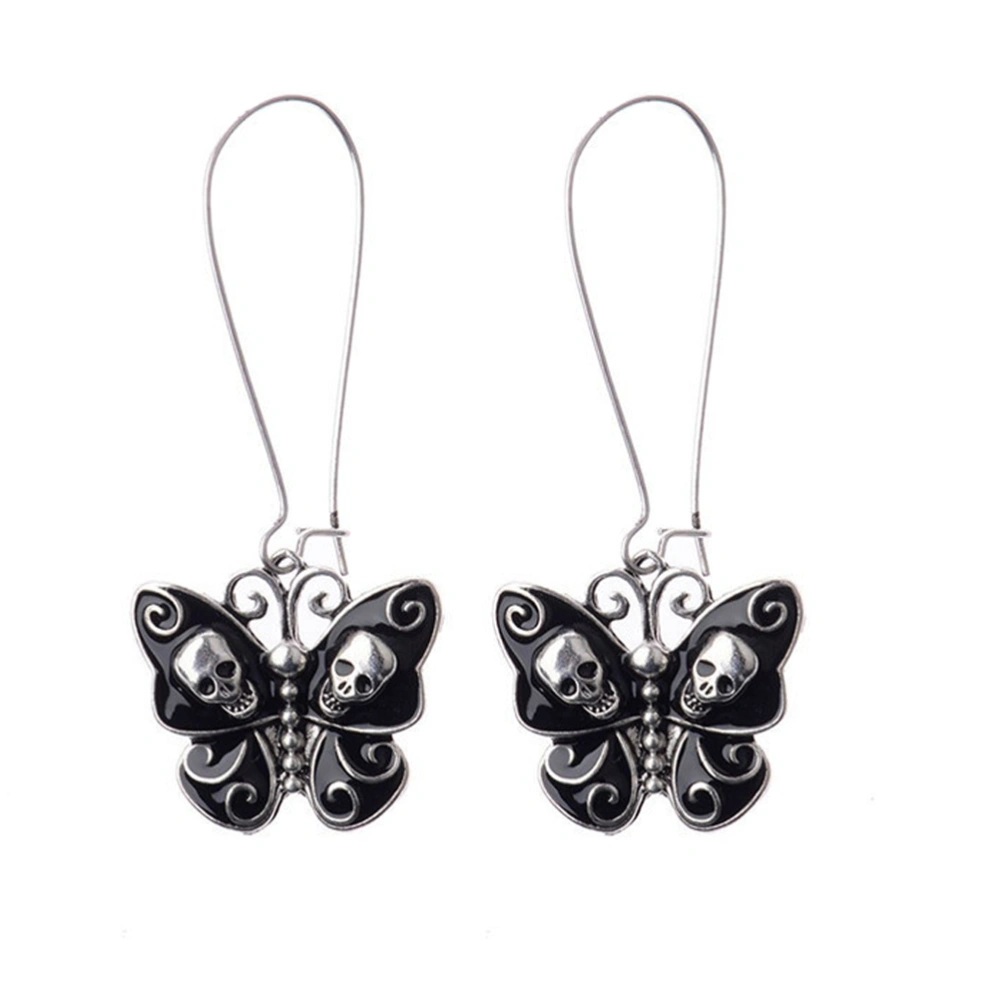 1 Pair Retro Butterflies Earrings with Skull Decor Great Jewelry Gift for Women