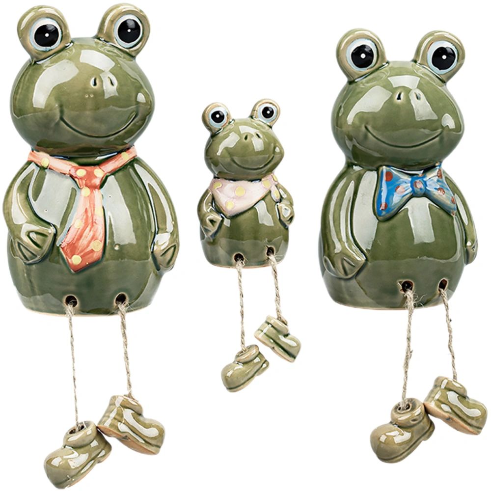 3pcs Frog Figurines Long Leg Frog Statue Resin Animal Statue Home Office Decor