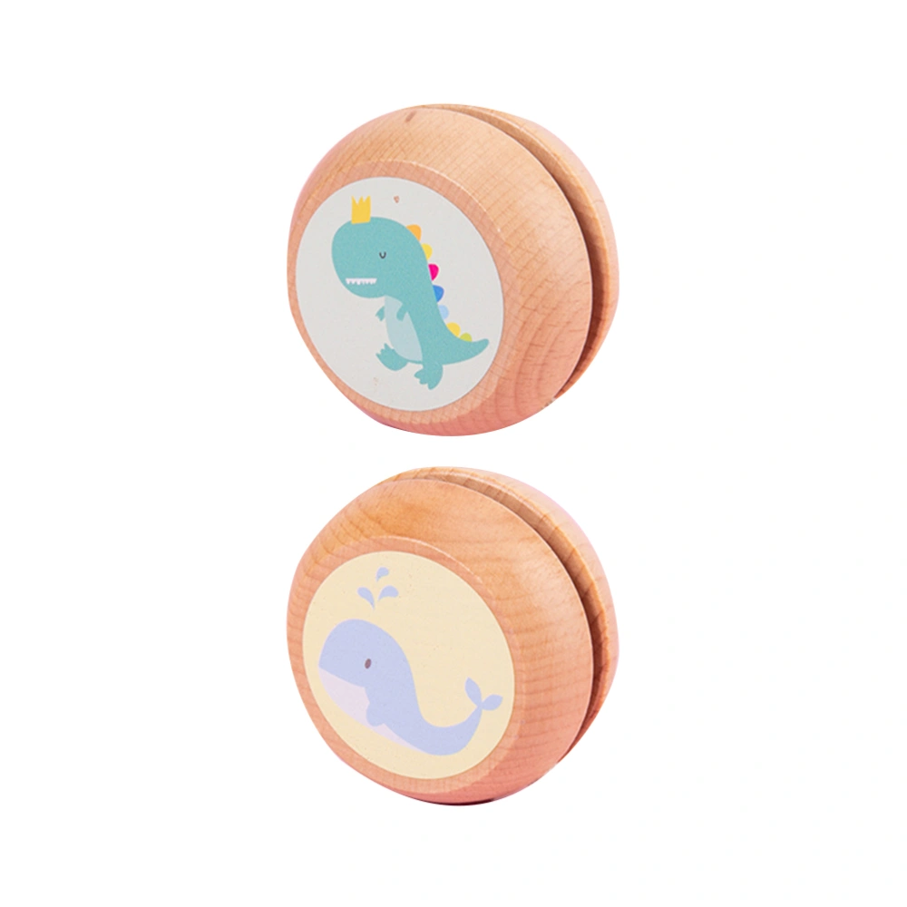 2PCS Wooden Yo-yo Toys Adorable Animal Yo-yo Toys Colorful Printed Wooden Yoyo Toy Early Educational Yo-yo Ball Toy for Kids Children (Dinosaur Dolphin Style)