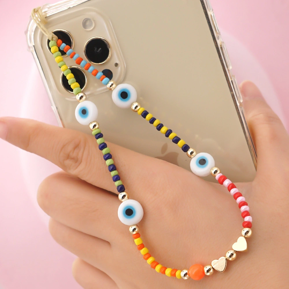 2pcs Beaded Phone Charms Evil Eye Beaded Lanyards Phone Strap Cell Phone String Straps