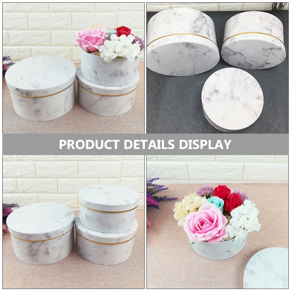 3pcs Round Flower Boxes Present Storage Box Cylinder Flower Packaging Boxes