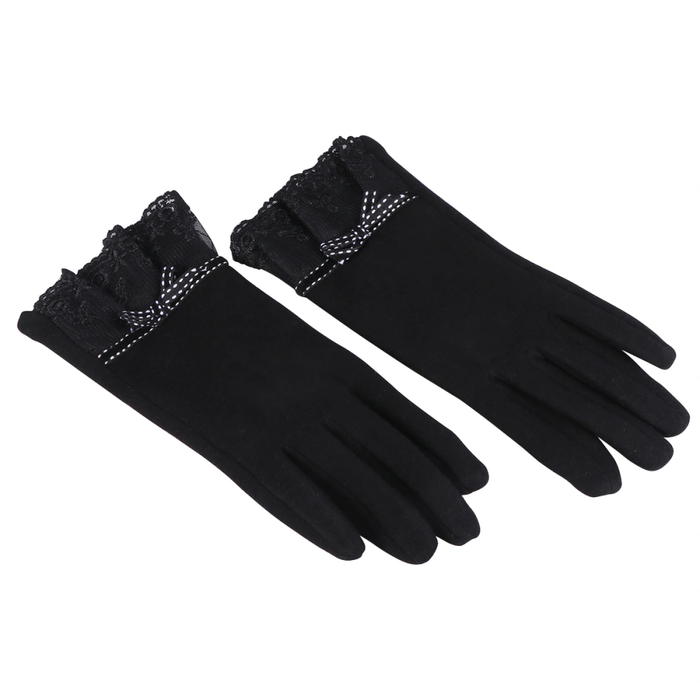 1 Pair of Windproof Gloves Touch Screen Fingers Gloves Cotton Gloves for Outdoor Riding (Black)