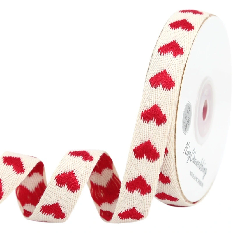 1 Roll Cuttable Present Ribbon Craft Ribbon Bow Making Ribbon Heart Pattern Ribbon