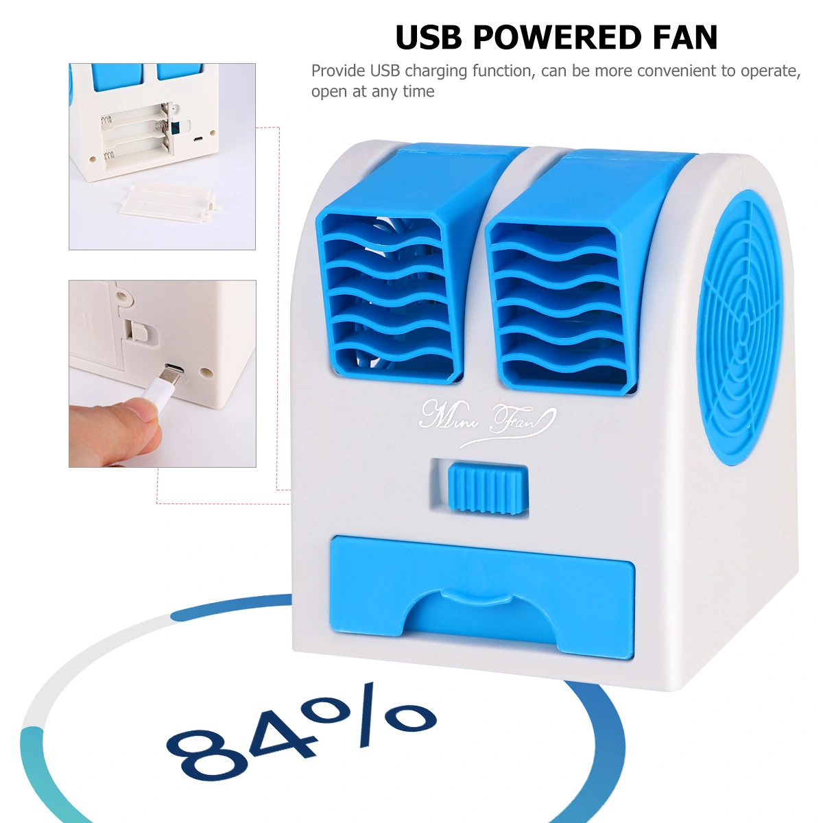 Mini Portable Desktop Fan USB Powered Air Conditioner Air Cooler Fan for Office