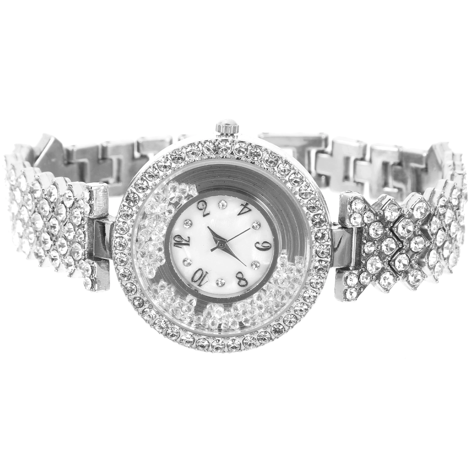 Women Dress Watch Full Rhinestone Women Watch Alloy Strap Watch Elegant Ladies Wristwatch